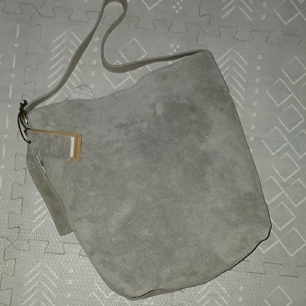 Margot Light Gray Suede Shoulder Bag